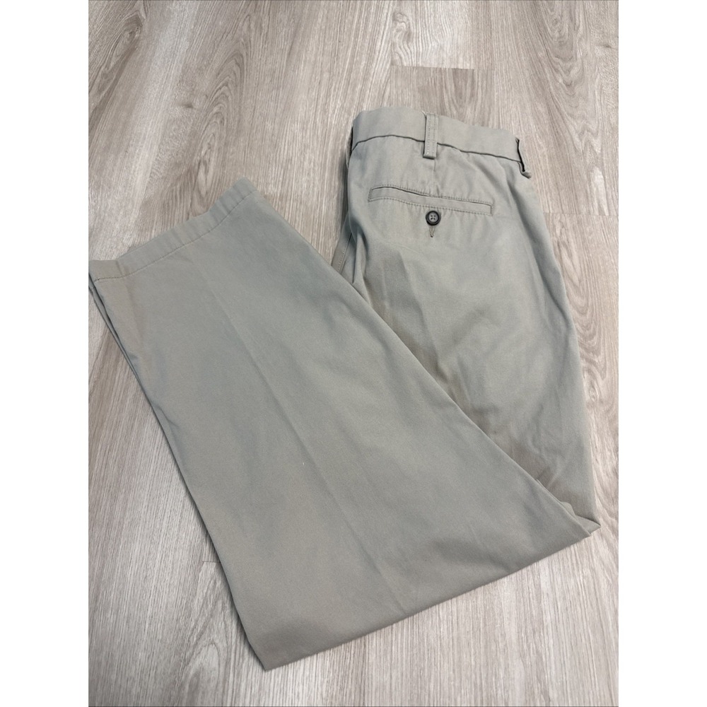 Croft & Barrow Khaki Beige Classic Fit Stretch Pleated Dress Pants Mens 32x30